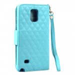 Wholesale Samsung Galaxy Note 4 Quilted Flip Leather Wallet Case w Stand and Strap (Blue)